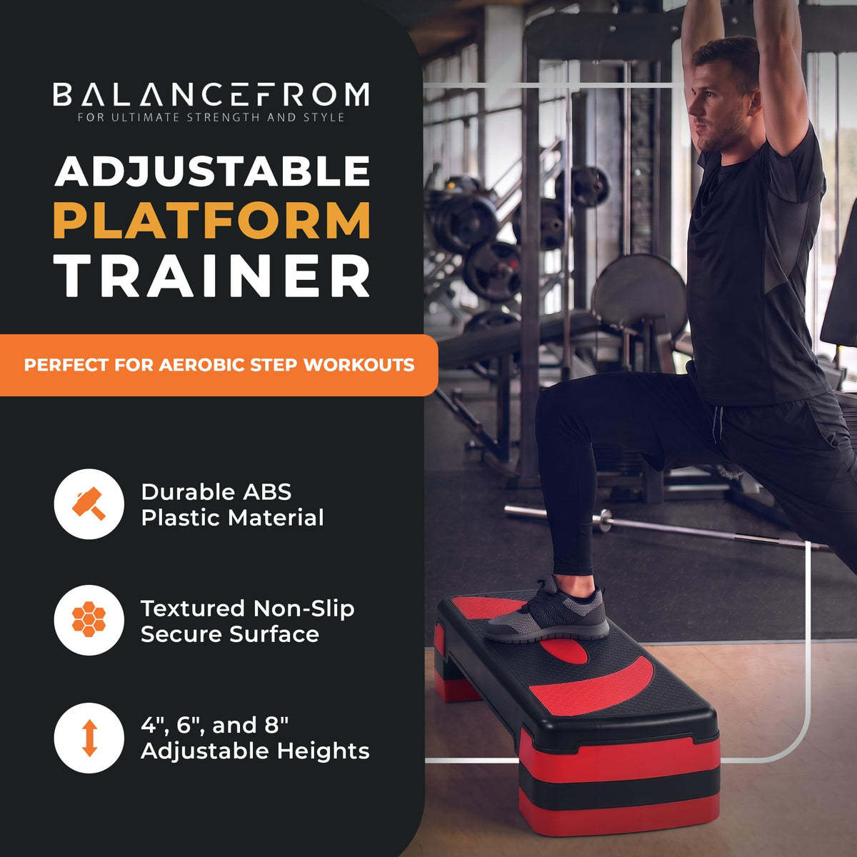 BalanceFrom 31-inch Aerobic Step Platform Trainer with 3 Adjustable Risers