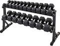 BalanceFrom 550LB Rubber Coated Hex Dumbbell Weight Set with 2-Tier Storage Rack, 5-50 lbs Pairs, One Package