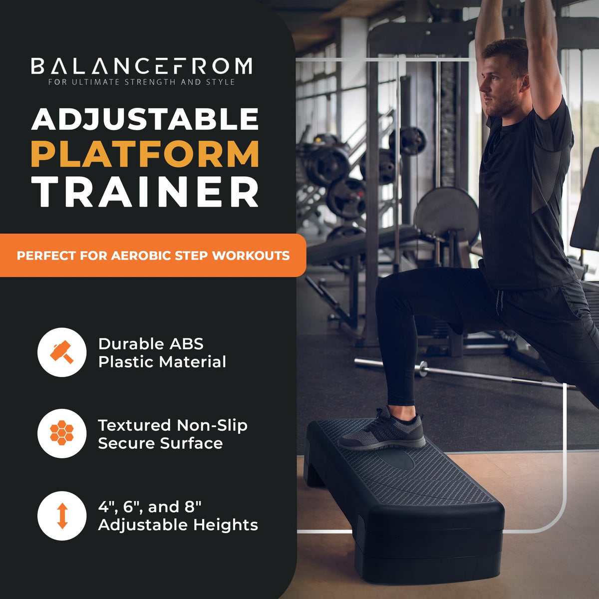 BalanceFrom 31-inch Aerobic Step Platform Trainer with 3 Adjustable Risers