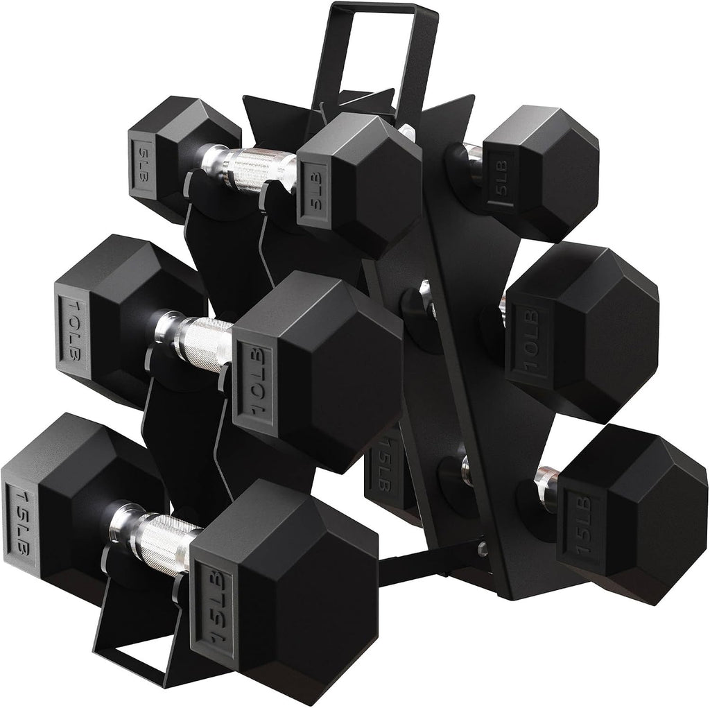 BalanceFrom Premium Rubber Encased Hex Dumbbell Sets, 46LBS Set, 60LBS Set, 100LBS Set