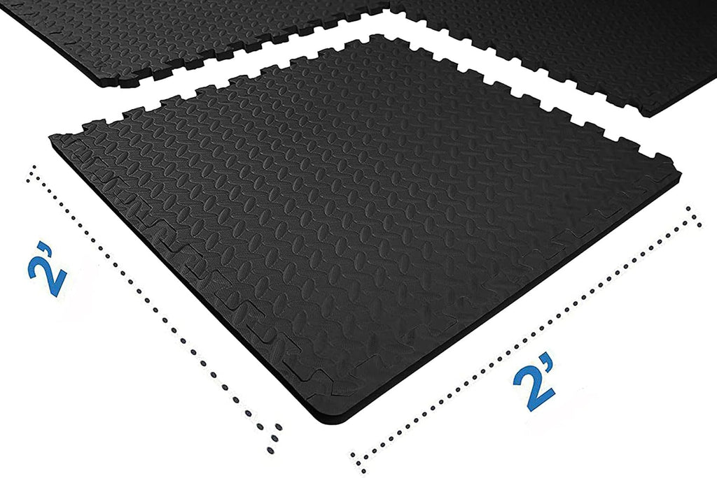 BalanceFrom 2-Pack 24-Count 24x24x0.75 Inch EVA Interlocking Foam Exercise Tile Mat, Black – Non-Slip Puzzle Flooring for Home Gym, Fitness Studio, or Playroom