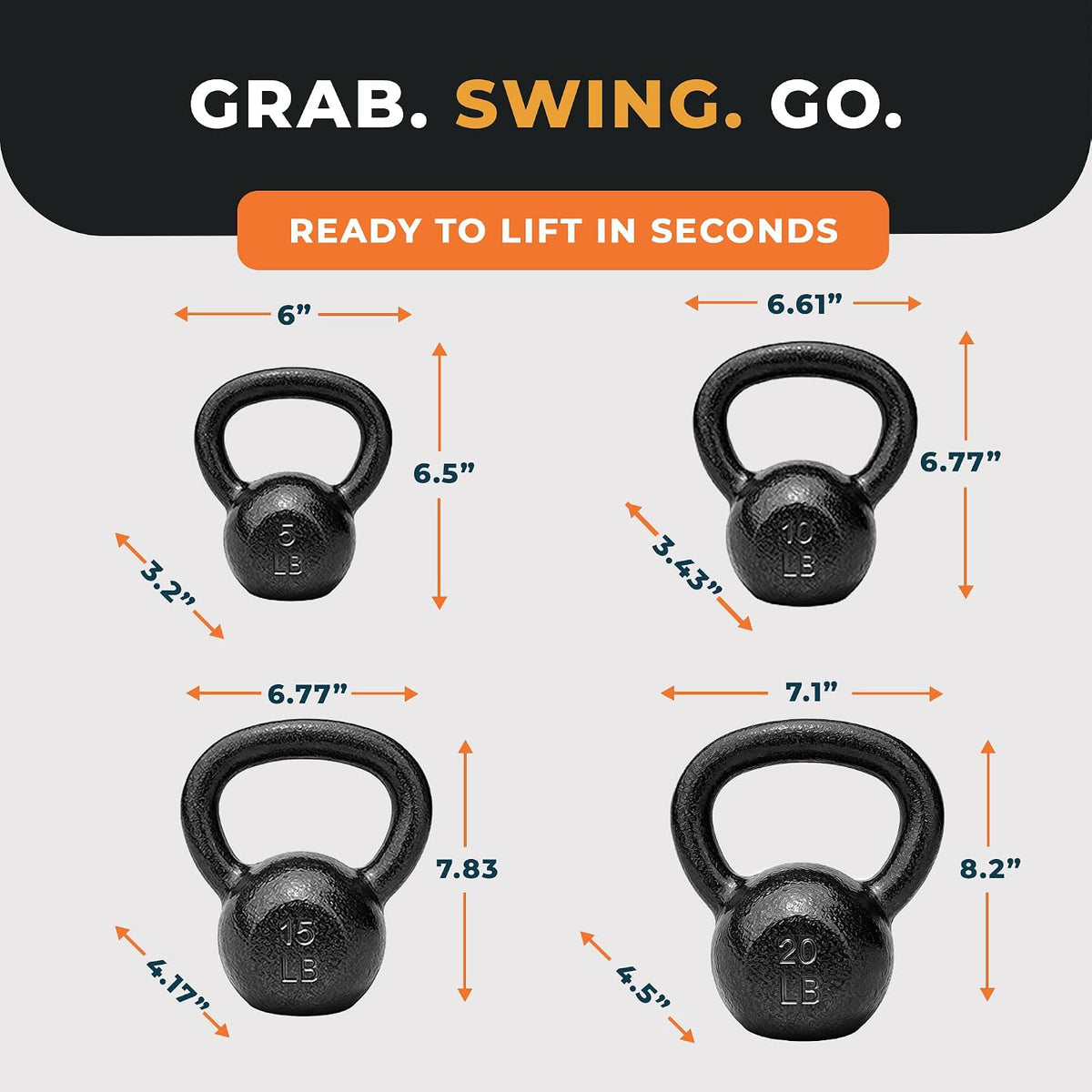 BalanceFrom Cast Iron Kettlebell Set, 30/45/50/75 Pound Options Strength Training Weights with Ergonomic Grip for Full Body Fitness at Home or Gym