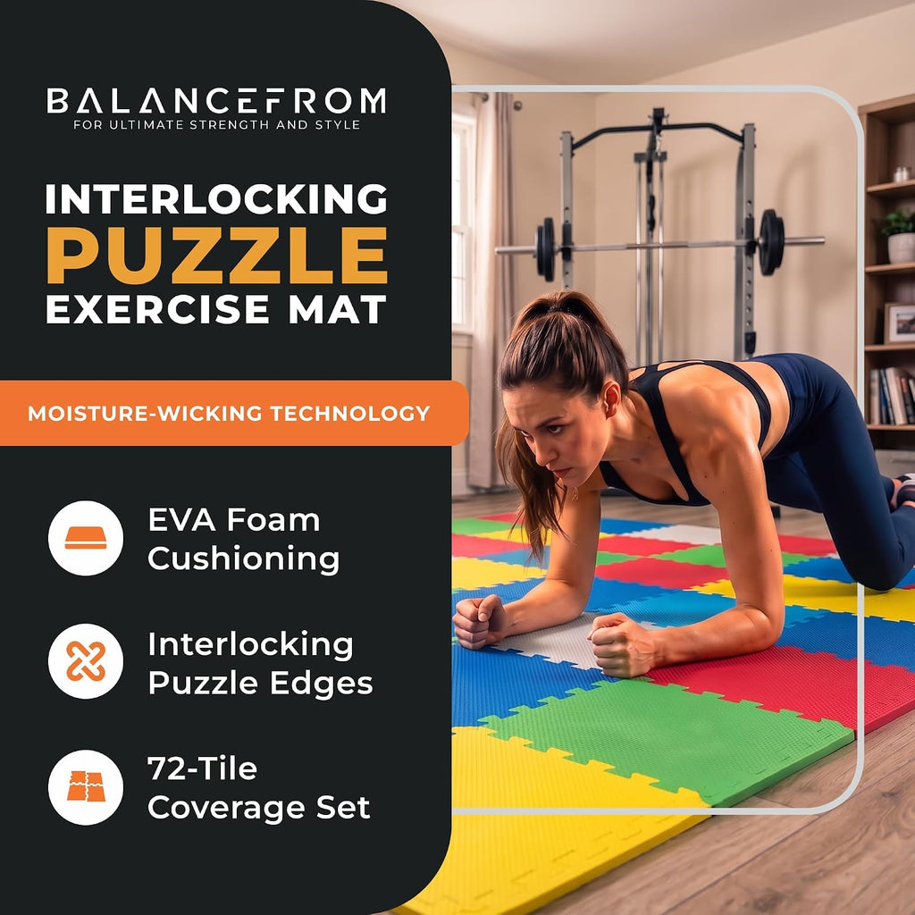 BalanceFrom Play Tile Mat 0.4 Inch Thick, EVA Interlocking Foam Floor