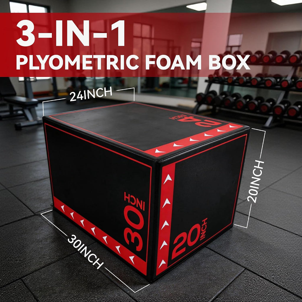 BalanceFrom 3-in-1 Foam Plyometric Jump Box for Home Gym, Multiple Heights
