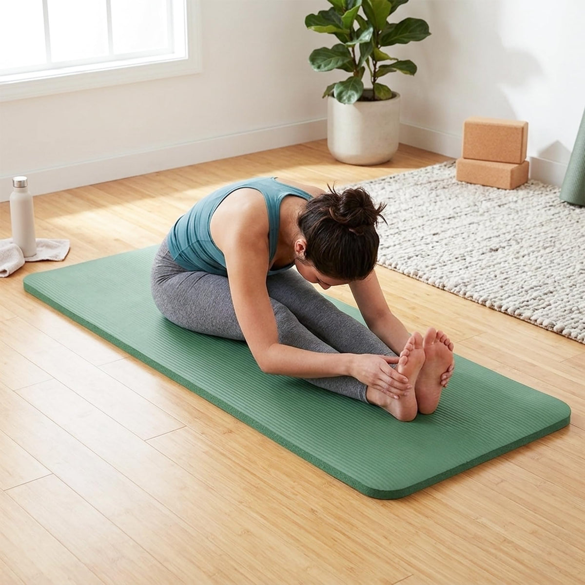 BalanceFrom All Purpose 1-Inch Extra Thick High Density Anti-Tear Exercise Yoga Mat with Carrying Strap, Multiple Colors