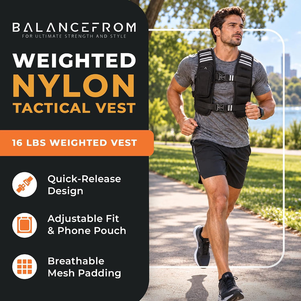 BalanceFrom Tactical Vest Quick Release Lightweight Vest Adjustable Breathable Weighted Vest for Training
