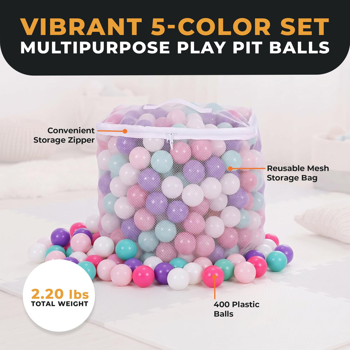 BalanceFrom Play Pit Balls Toy Set for Kids with Mesh Bag