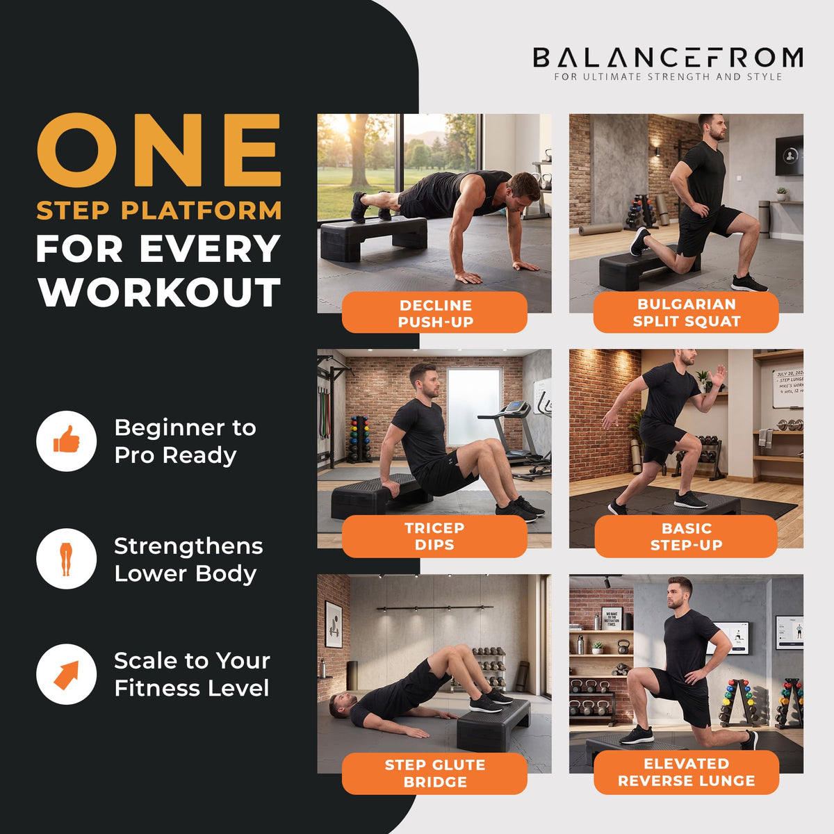 BalanceFrom 31-inch Aerobic Step Platform Trainer with 3 Adjustable Risers