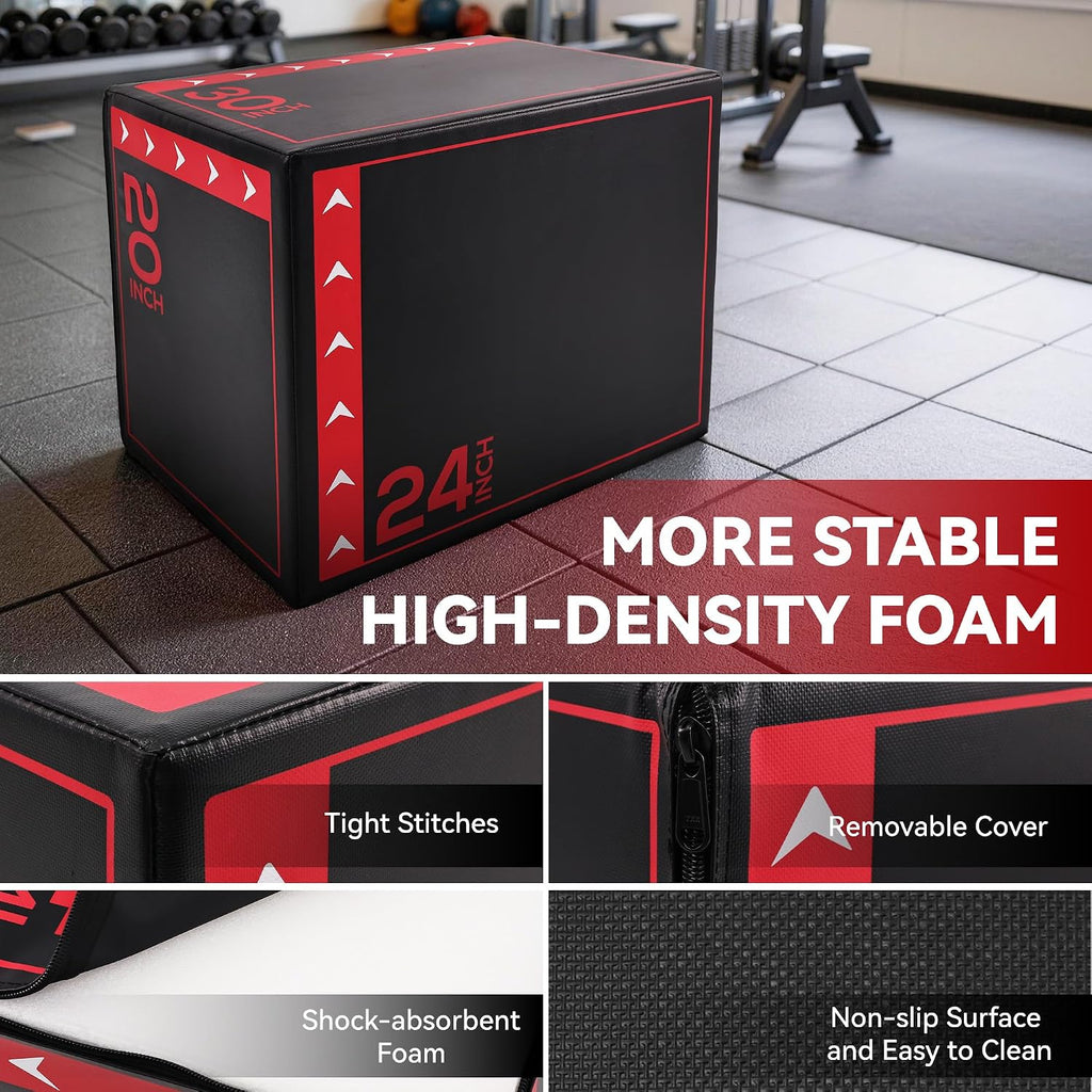 BalanceFrom 3-in-1 Foam Plyometric Jump Box for Home Gym, Multiple Heights