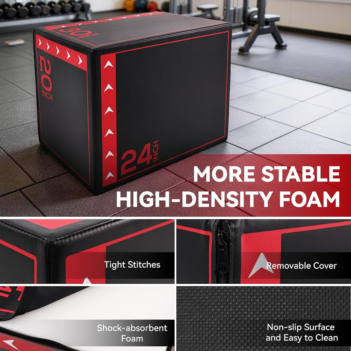BalanceFrom 3-in-1 Foam Plyometric Jump Box for Home Gym, Multiple Heights