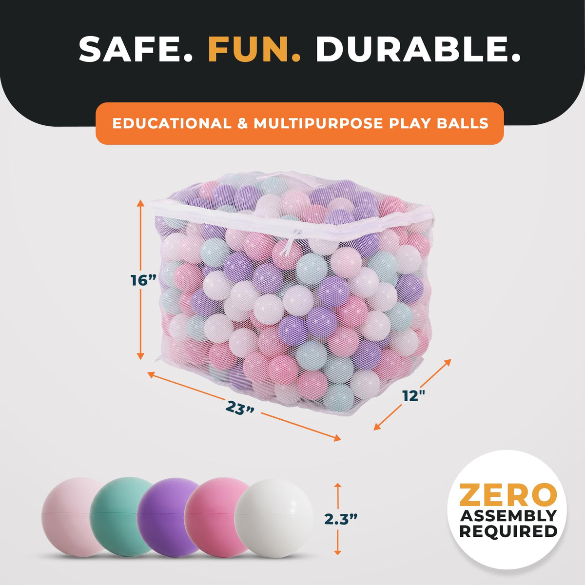 BalanceFrom Play Pit Balls Toy Set for Kids with Mesh Bag