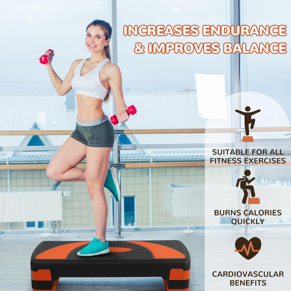BalanceFrom 31-inch Aerobic Step Platform Trainer with 3 Adjustable Risers