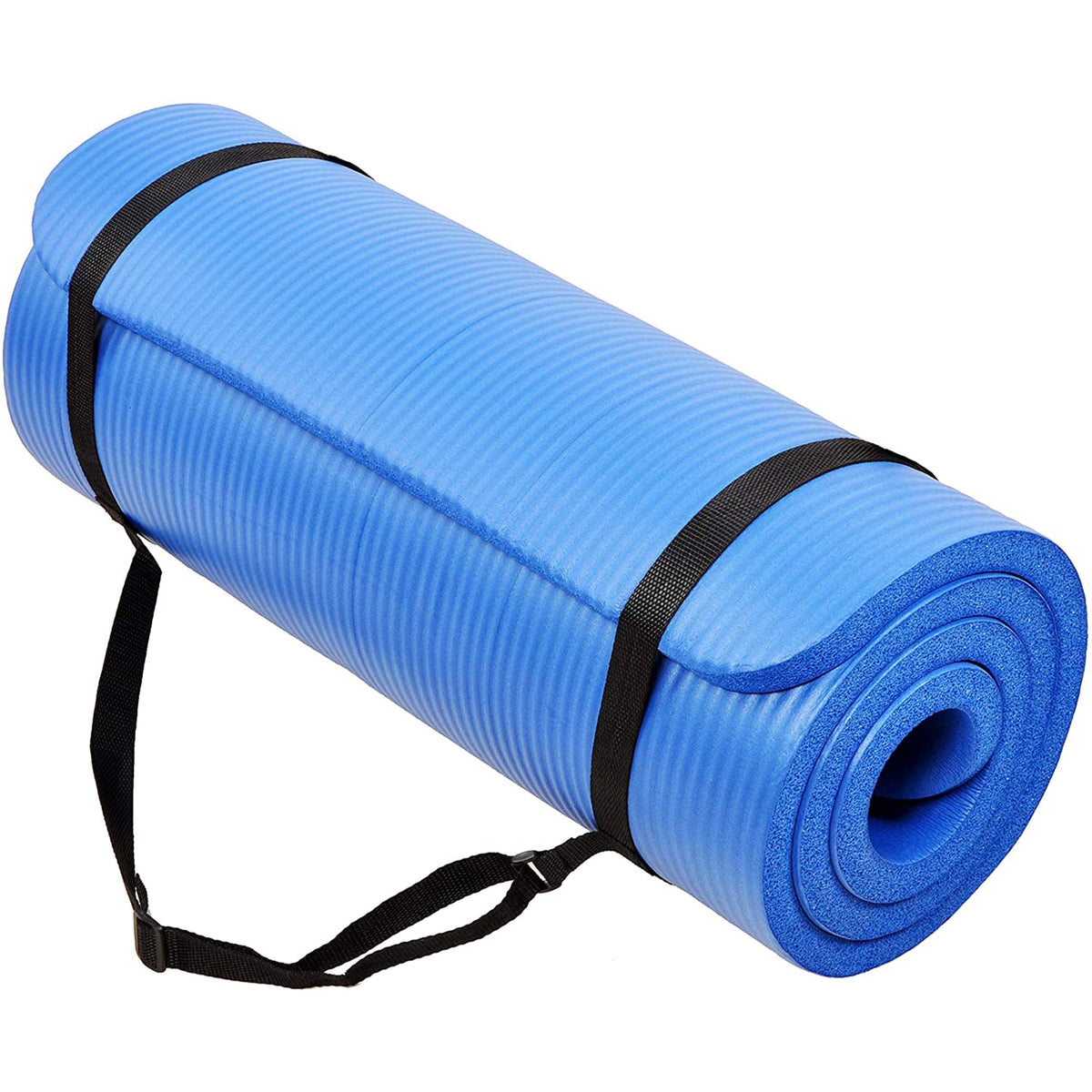 BalanceFrom All Purpose 1-Inch Extra Thick High Density Anti-Tear Exercise Yoga Mat with Carrying Strap, Multiple Colors