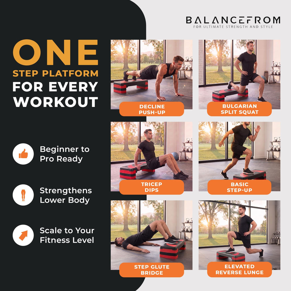 BalanceFrom 31-inch Aerobic Step Platform Trainer with 3 Adjustable Risers