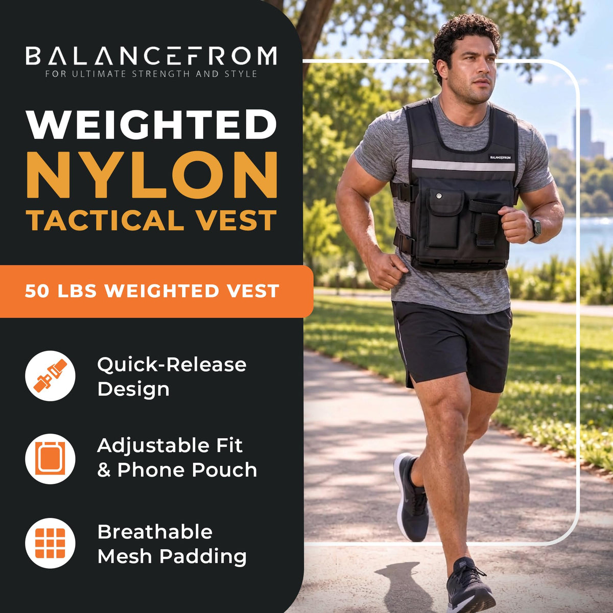 BalanceFrom Tactical Vest Quick Release Lightweight Vest Adjustable Breathable Weighted Vest for Training