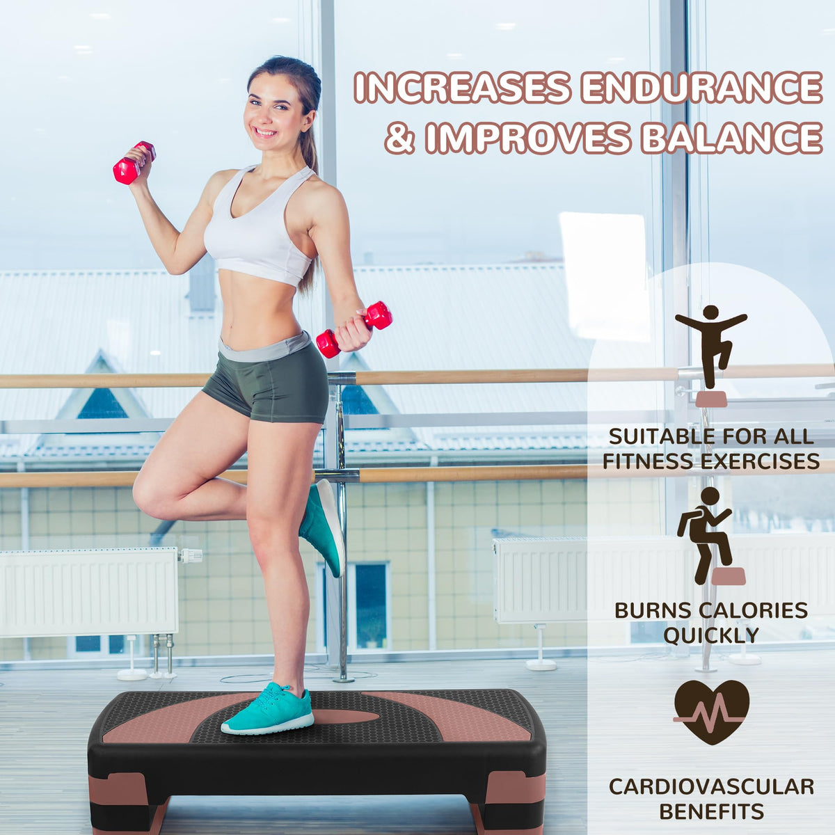 BalanceFrom 31-inch Aerobic Step Platform Trainer with 3 Adjustable Risers