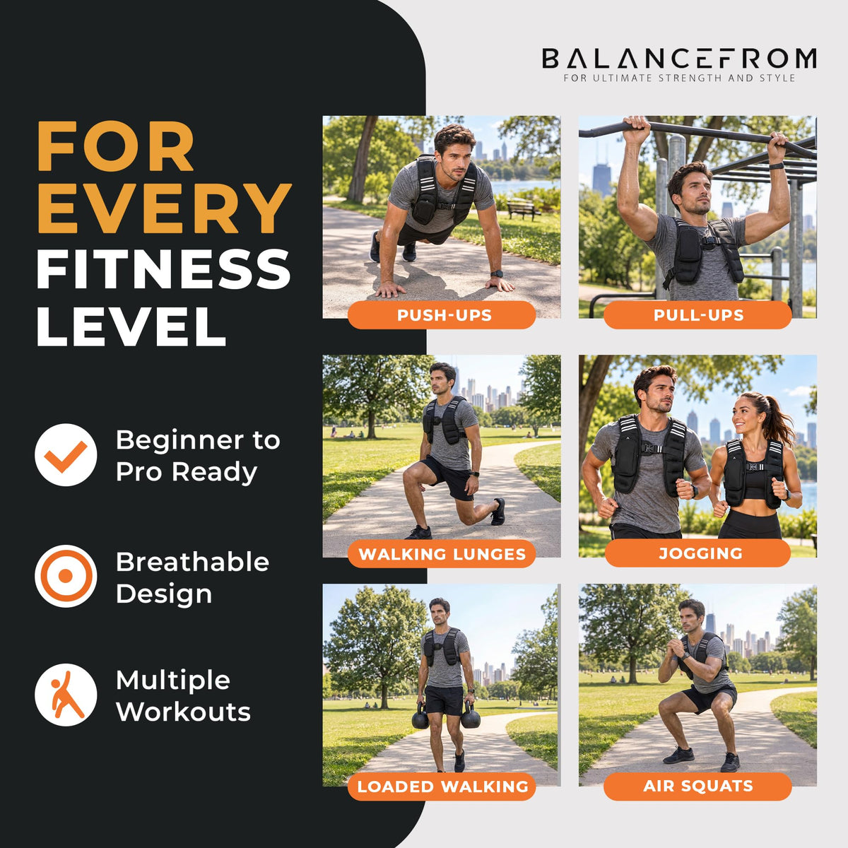 BalanceFrom Tactical Vest Quick Release Lightweight Vest Adjustable Breathable Weighted Vest for Training