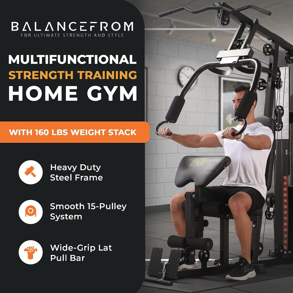 BalanceFrom Multifunctional Home Gym Machine with Floor Mat, 160LBS Weights
