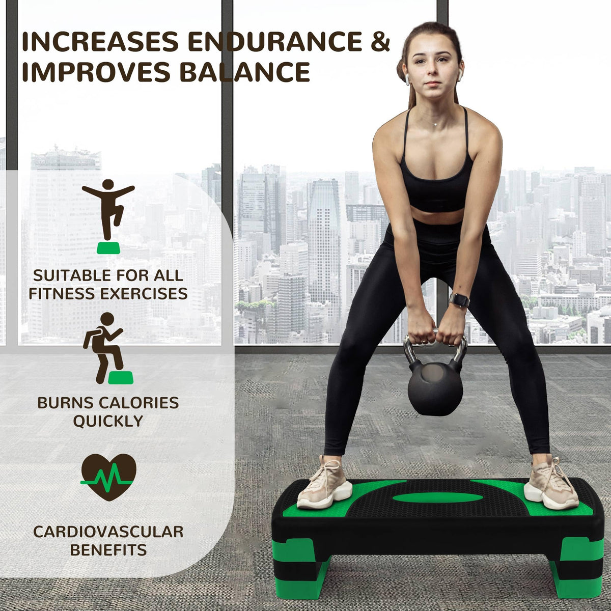 BalanceFrom 31-inch Aerobic Step Platform Trainer with 3 Adjustable Risers