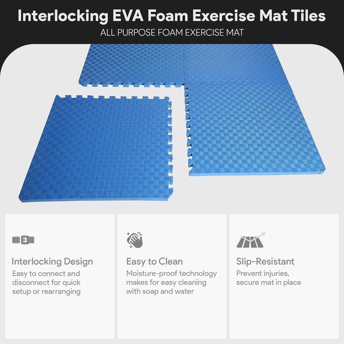 BalanceFrom Puzzle Exercise Mat 1/2" Thick, EVA Interlocking Foam Floor