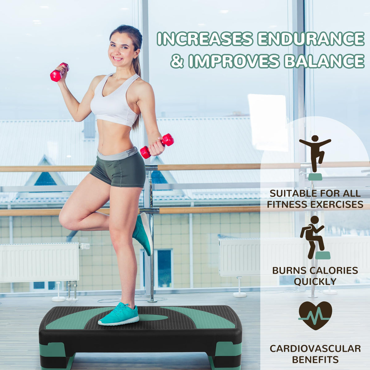 BalanceFrom 31-inch Aerobic Step Platform Trainer with 3 Adjustable Risers