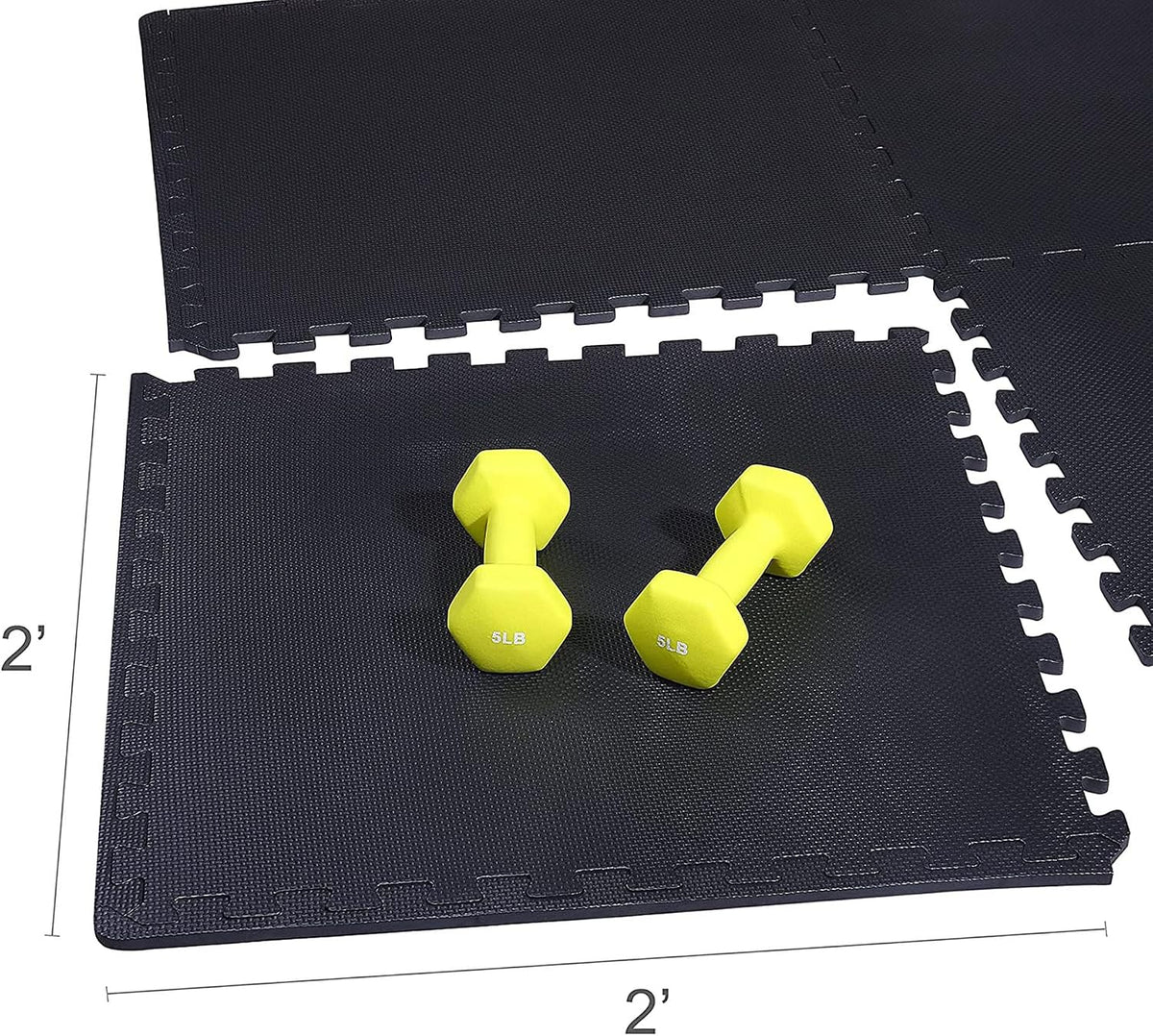 BalanceFrom 2-Pack 36-Count 24x24x0.5 Inch EVA Interlocking Foam Exercise Tile Mat, Black – Non-Slip Puzzle Flooring for Home Gym, Fitness Studio, or Playroom
