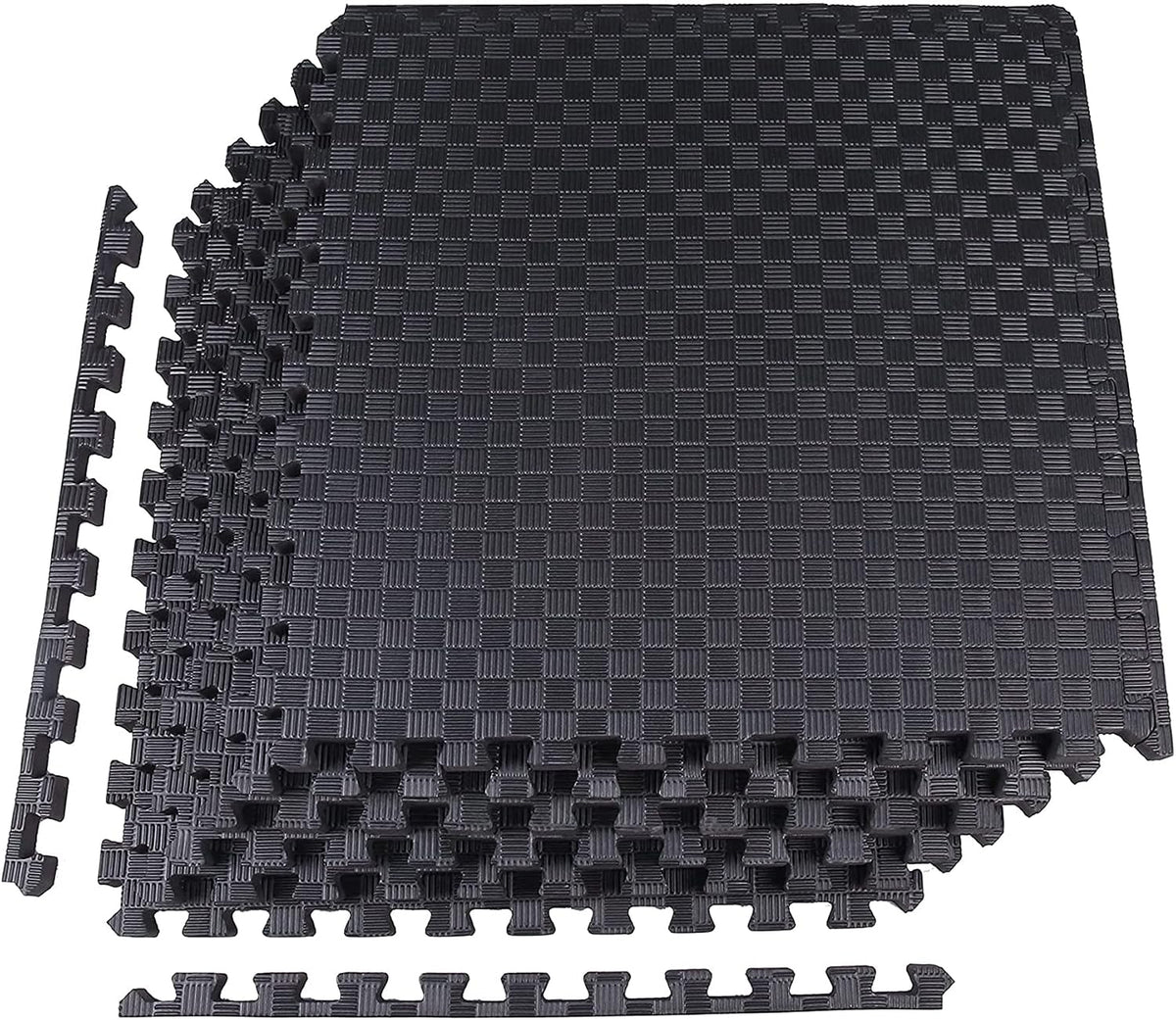 BalanceFrom 2-Pack 6-Count 24x24x1 Inch EVA Interlocking Foam Exercise Tile Mat, Black – Non-Slip Puzzle Flooring for Home Gym, Fitness Studio, or Playroom