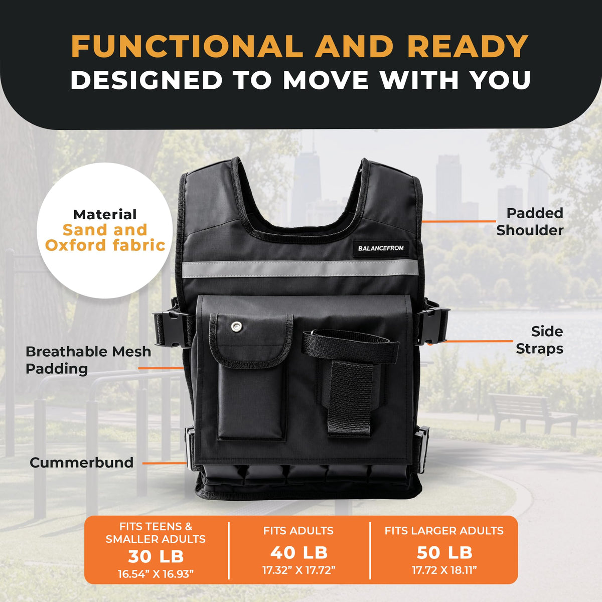 BalanceFrom Tactical Vest Quick Release Lightweight Vest Adjustable Breathable Weighted Vest for Training