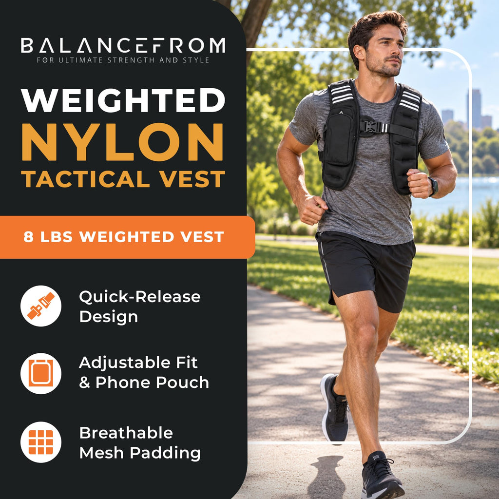 BalanceFrom Tactical Vest Quick Release Lightweight Vest Adjustable Breathable Weighted Vest for Training