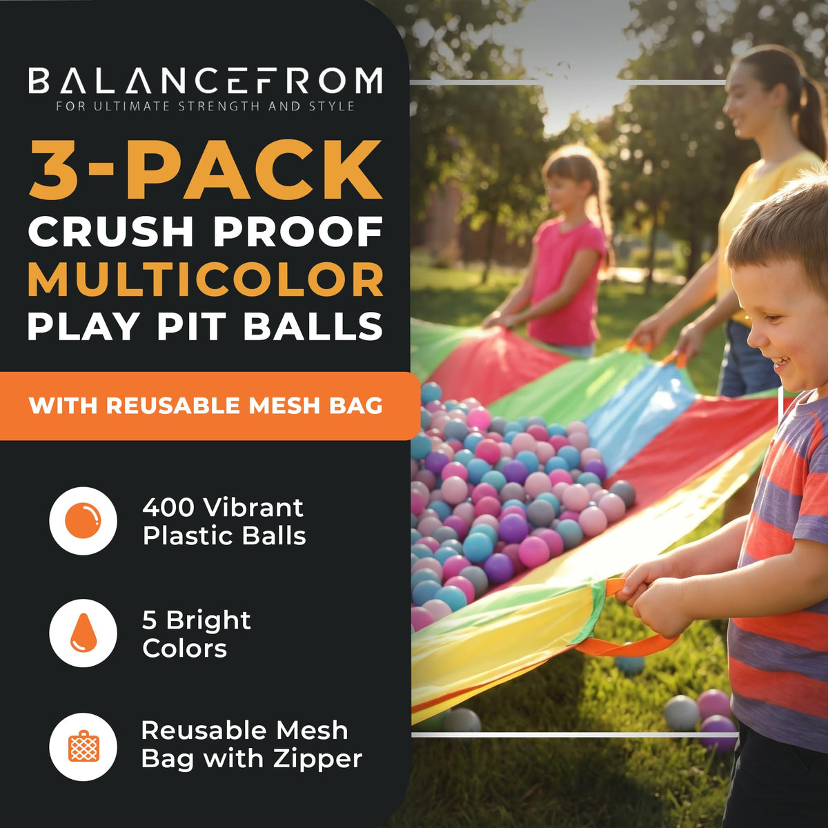 BalanceFrom Play Pit Balls Toy Set for Kids with Mesh Bag