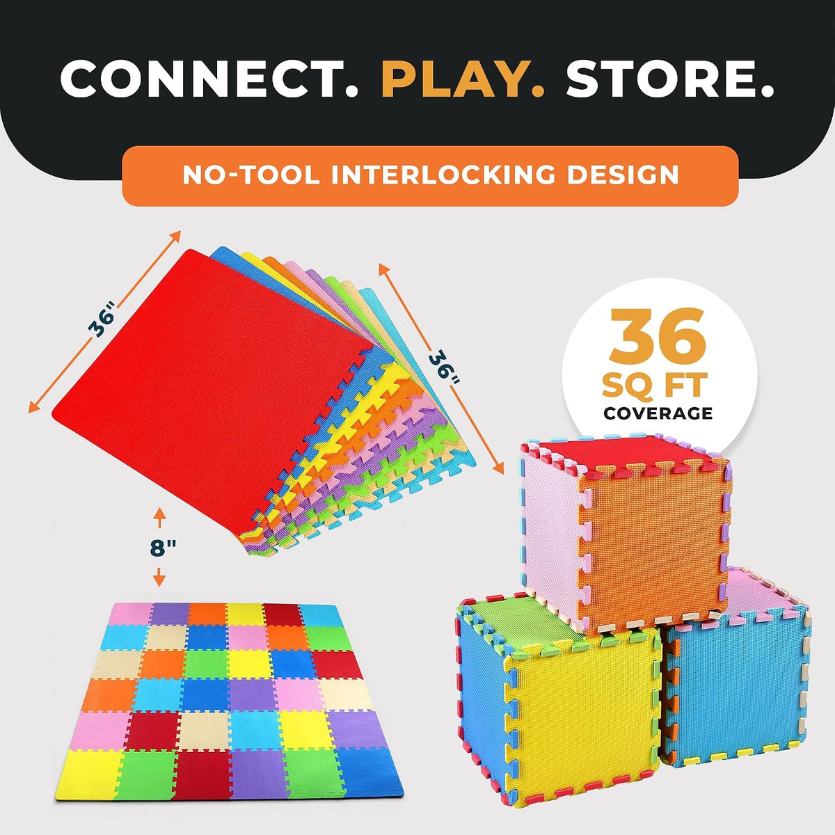 BalanceFrom Play Tile Mat 0.4 Inch Thick, EVA Interlocking Foam Floor