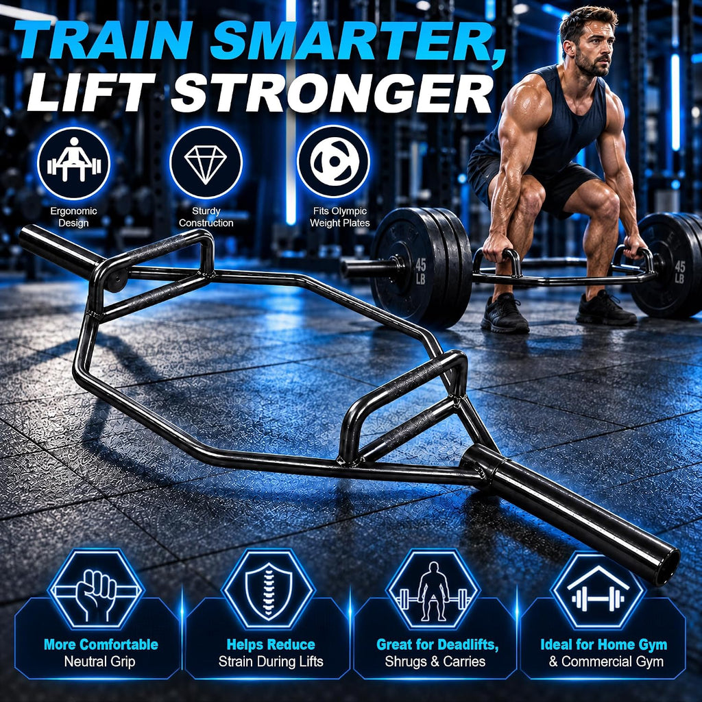 BalanceFrom Olympic 2-Inch Hex Weight Lifting Trap Bar with Long Sleeves, Close Design, 1000-Pound Capacity