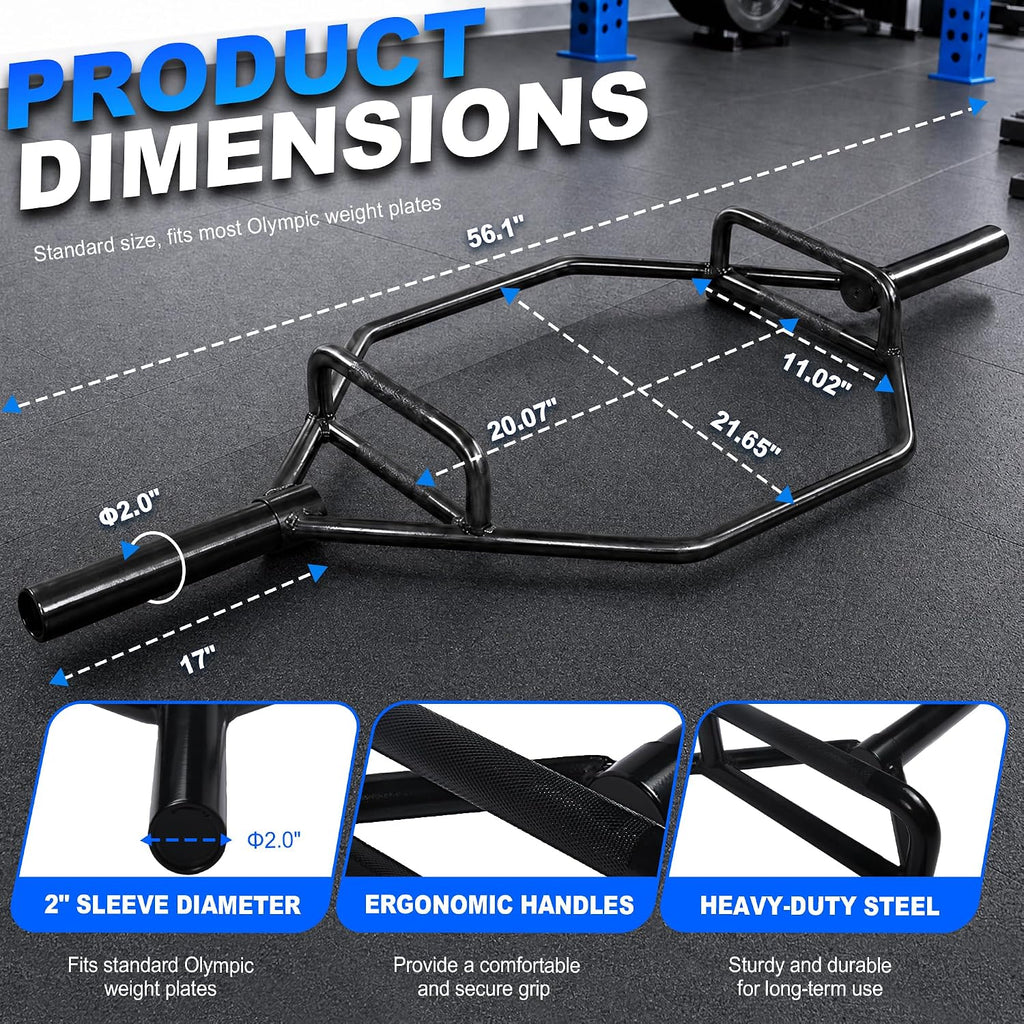 BalanceFrom Olympic 2-Inch Hex Weight Lifting Trap Bar with Long Sleeves, Close Design, 1000-Pound Capacity