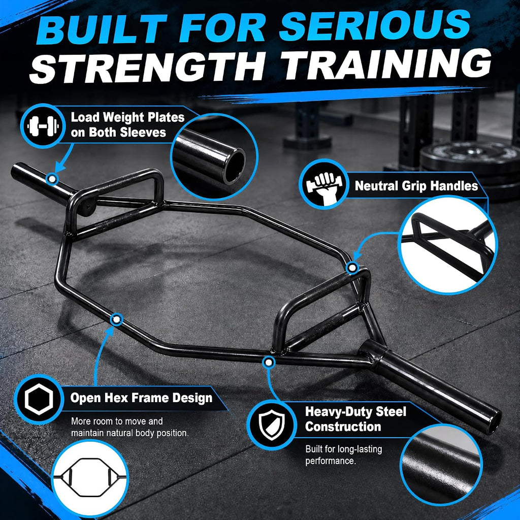 BalanceFrom Olympic 2-Inch Hex Weight Lifting Trap Bar with Long Sleeves, Close Design, 1000-Pound Capacity